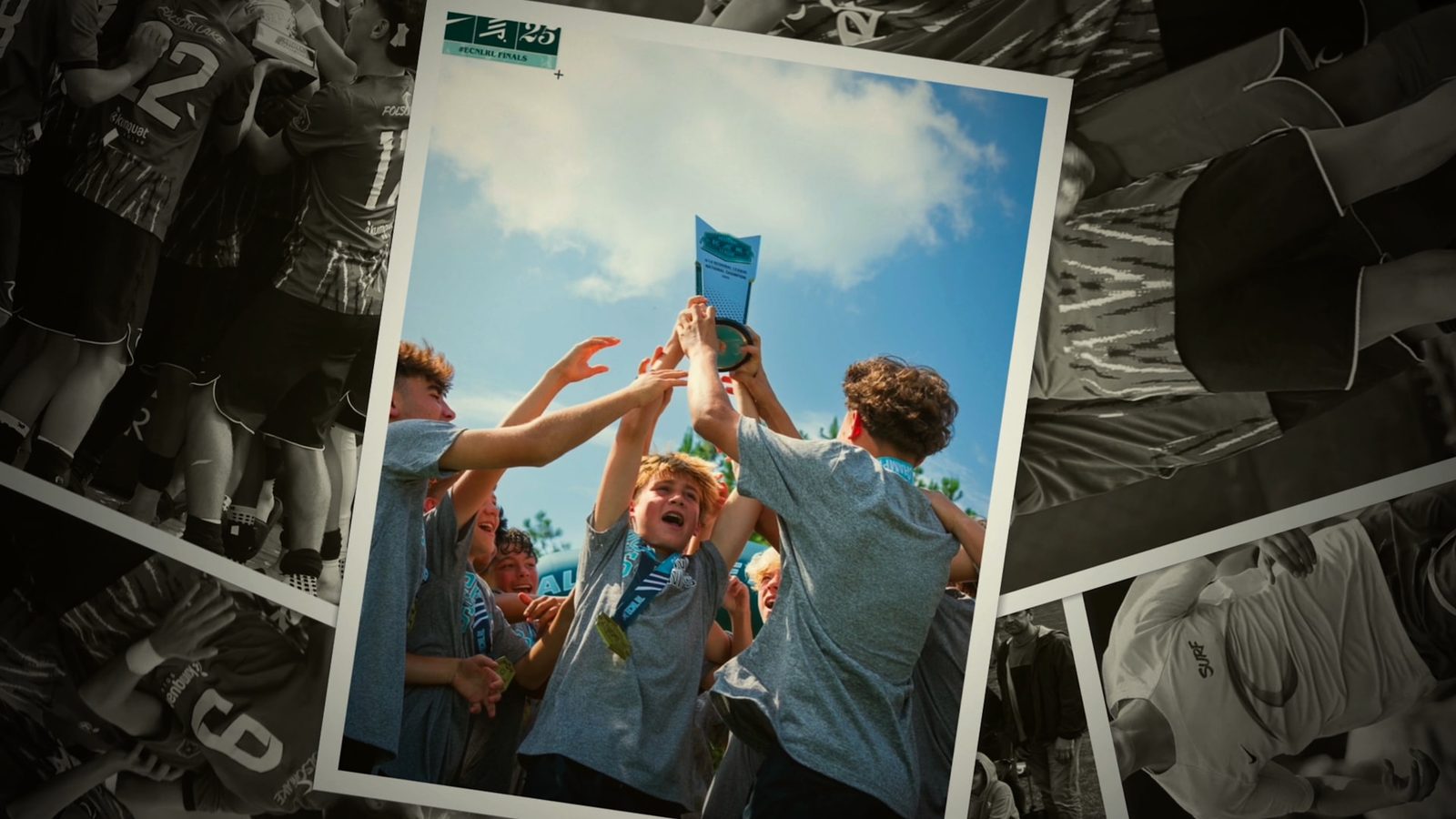 The Folsom Lake Surf 2011 Boys lifting the trophy after winning the ECNL RL National Championship.